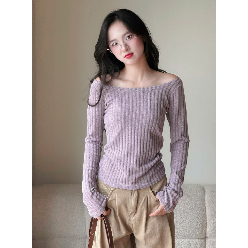 Áo trễ vai tăm đũa lông chất vải cotton co giãn Tuna Store | BigBuy360 - bigbuy360.vn