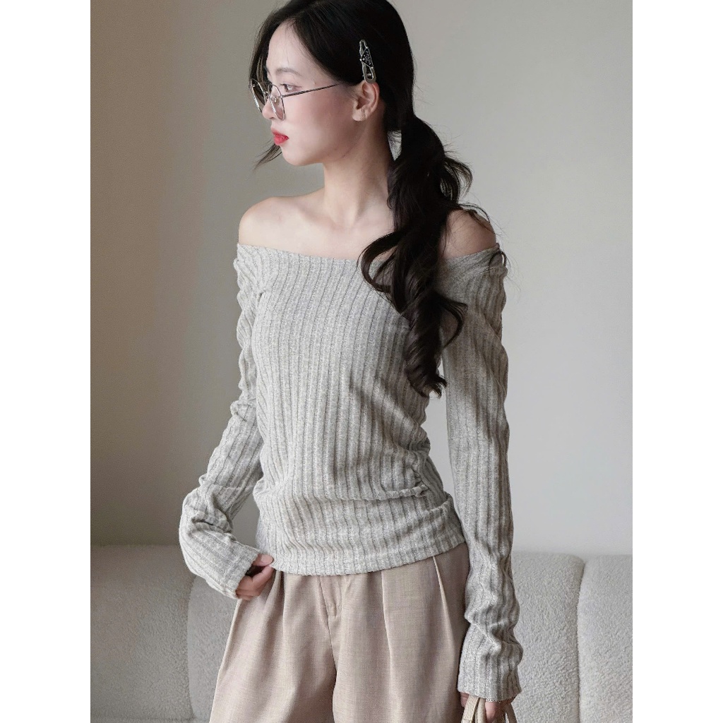 Áo trễ vai tăm đũa lông chất vải cotton co giãn Tuna Store | BigBuy360 - bigbuy360.vn