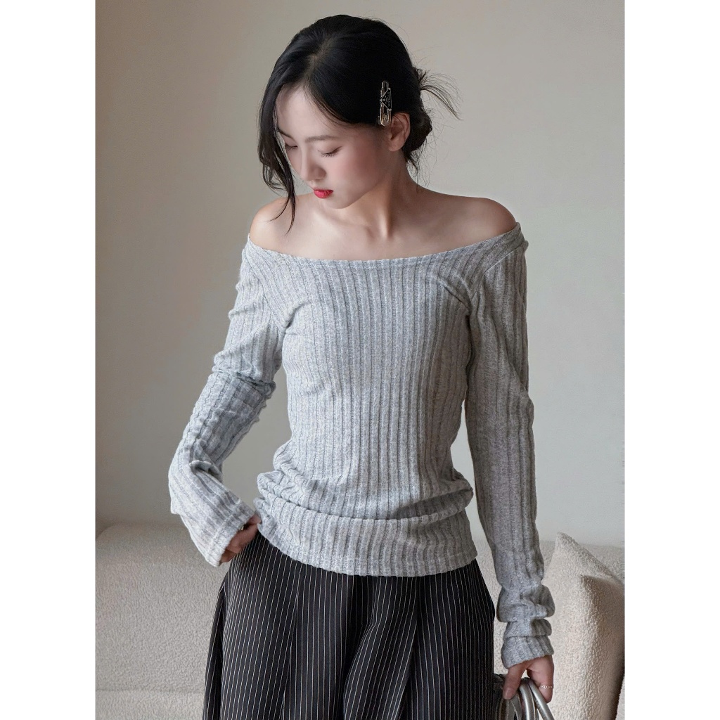 Áo trễ vai tăm đũa lông chất vải cotton co giãn Tuna Store | BigBuy360 - bigbuy360.vn