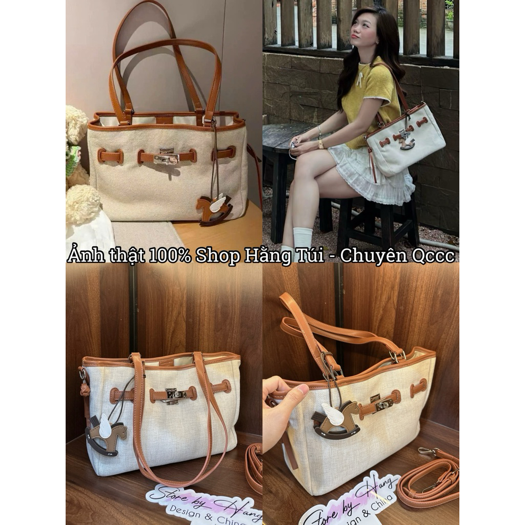 Túi Chio nỉ Canvas Size 30cm Công Sở Ảnh Thật HS336