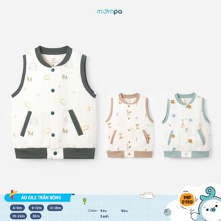  Áo gile cho bé Mompa 6 tháng - 3 tuổi vải Cotton chần bông mềm mại ấm áp cúc giữa 0150 