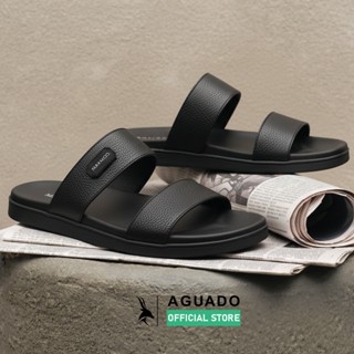 Dép Trung Niên MANADO Dép Hai Quai Ngang Trẻ Trung MQH01 Da Bò Vân Mill Đế Cao 3cm May Đế Chắc Chắn