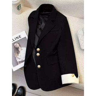 Áo khoác blazer dáng dài áo vest áo khoác cho nữ dài tay cúc giữa tay phối viền trẻ trung ÁO VEST TAY PHỐI TRẮNG