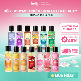 Bộ 2 xịt thơm body mist hương nước hoa Hella Beauty 250ml lưu hương lâu, an toàn cho da nhạy cảm