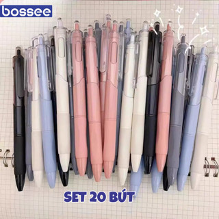  Set 20 Bút Mực Gel Đầu Bấm Mực Đen Xanh Ngòi 0.5MM Viết Êm Trơn Mực Đều Đậm Giá Rẻ Dành Cho Học Sinh Sinh Viên 