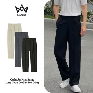 Quần Âu Nam MARCUS Ông Suông Cạp Chun Lưng Cao Phong Cách Hàn Quôc Trẻ Trung Năng Động QABG02