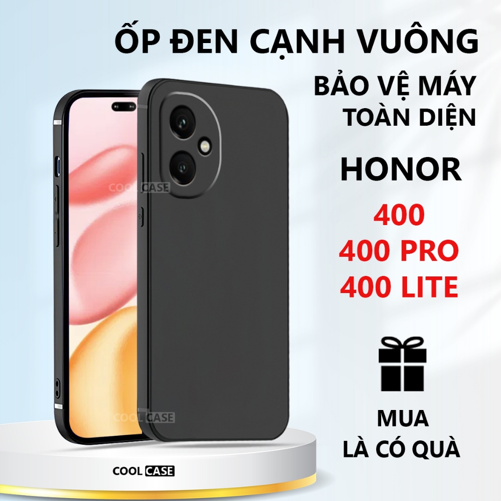 Ốp lưng TPU đen Honor 400/ 400 Pro/ 400 Lite cạnh vuông, bảo vệ máy toàn diện-Cool Case