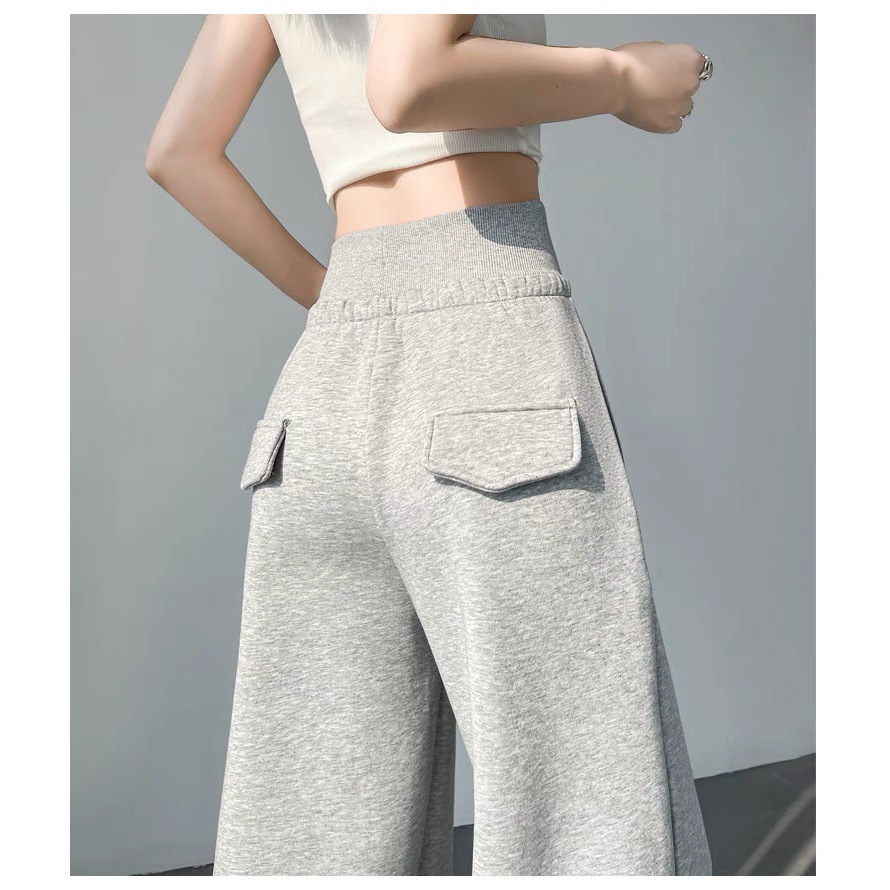 Quần ống rộng vải nỉ lì mịn JISOO FASHIONS lưng cao tôn dáng cạp chun co dãn dành cho nữ QS12 | BigBuy360 - bigbuy360.vn