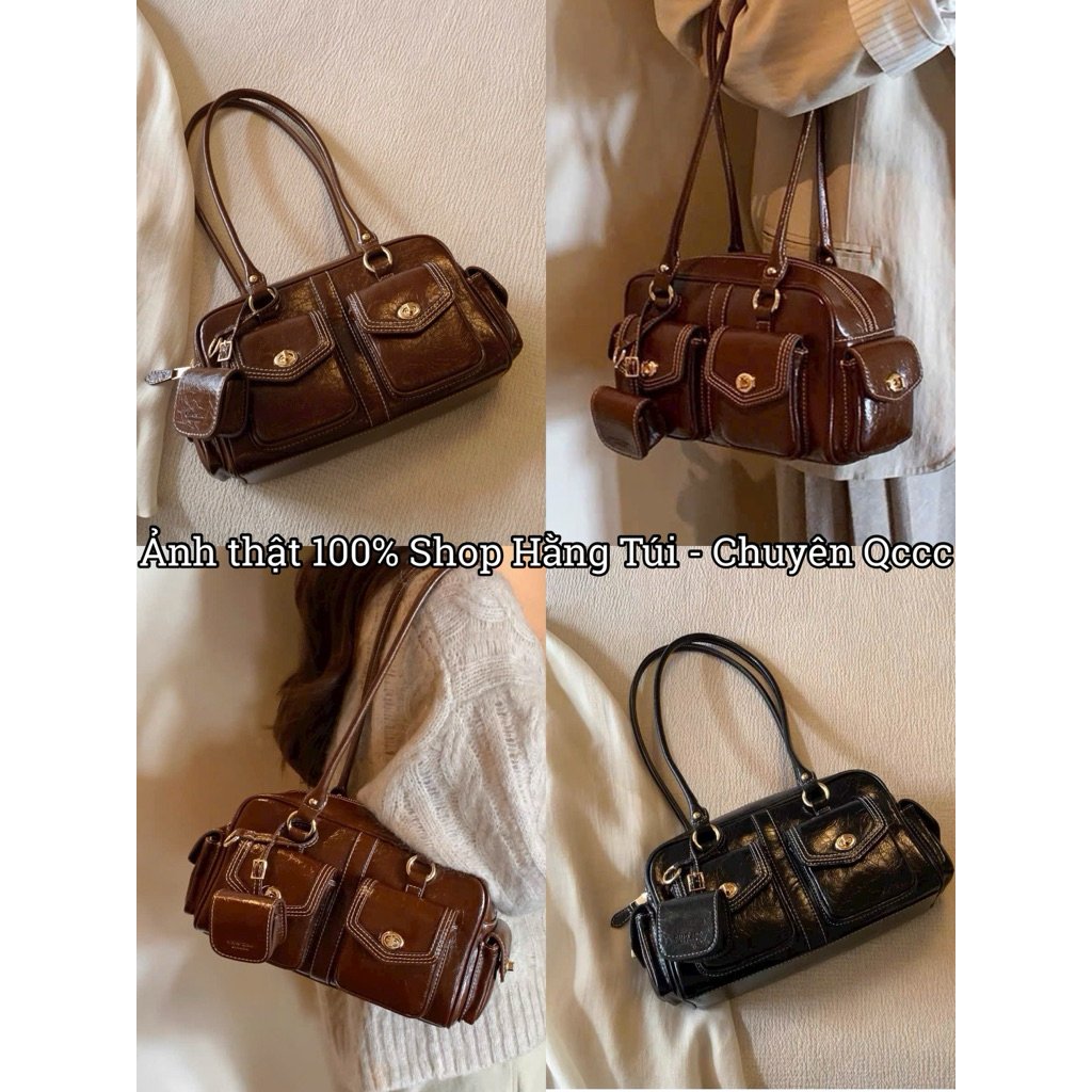 [ TẴNG CHARM VÍ] Túi Kẹp Nách 4 Ô NẮP size 26cm Sang chảnh