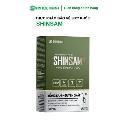 Thực phẩm bảo vệ sức khỏe Shinpoong Pharma SHINSAM Chiết xuất Hồng Sâm hỗ trợ tăng cường sức khỏe (30 Viên)