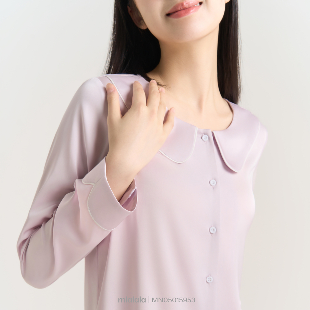 [Love Soft] Mialala Bộ Đồ Mặc Nhà Lụa Cổ Sen 5953 Chất Liệu Lụa Mềm Mịn Cổ Đệu Trơn Có Viền Lé Thiết Kế Sang Trọng Phon | BigBuy360 - bigbuy360.vn
