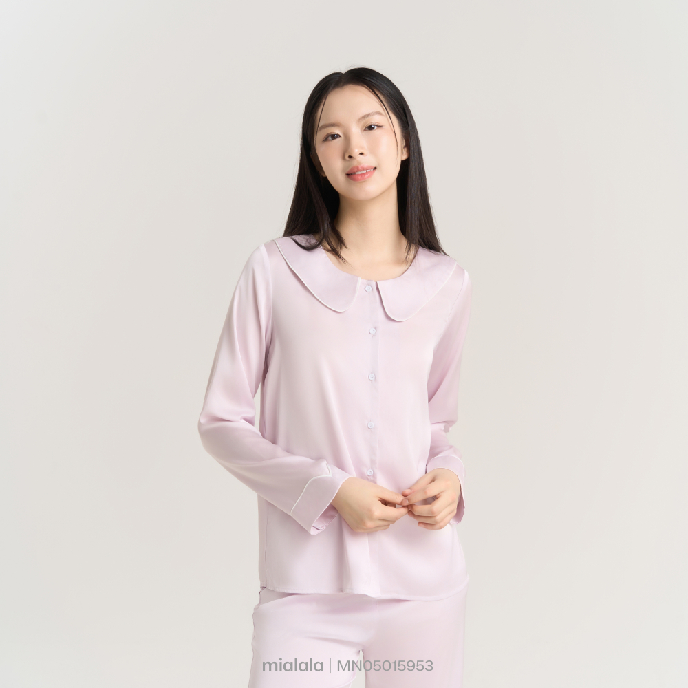 [Love Soft] Mialala Bộ Đồ Mặc Nhà Lụa Cổ Sen 5953 Chất Liệu Lụa Mềm Mịn Cổ Đệu Trơn Có Viền Lé Thiết Kế Sang Trọng Phon | BigBuy360 - bigbuy360.vn