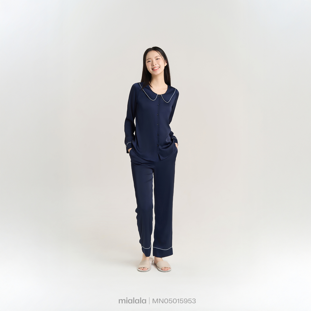 [Love Soft] Mialala Bộ Đồ Mặc Nhà Lụa Cổ Sen 5953 Chất Liệu Lụa Mềm Mịn Cổ Đệu Trơn Có Viền Lé Thiết Kế Sang Trọng Phon | BigBuy360 - bigbuy360.vn