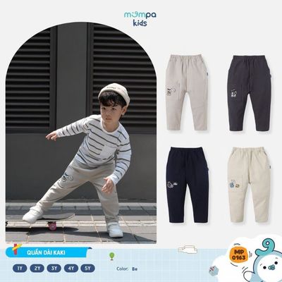 Quần dài cho bé Mompa 1-5 tuổi vải Kaki mềm mại co giãn thoáng khí 0163 0166