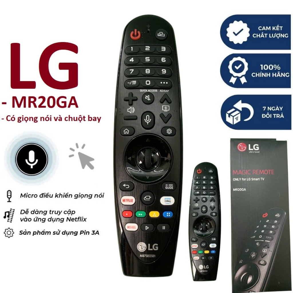 Điều khiển tivi LG giọng nói MR20GA hàng Indonesia, remote tv lg chuột bay mr20 đời 2020