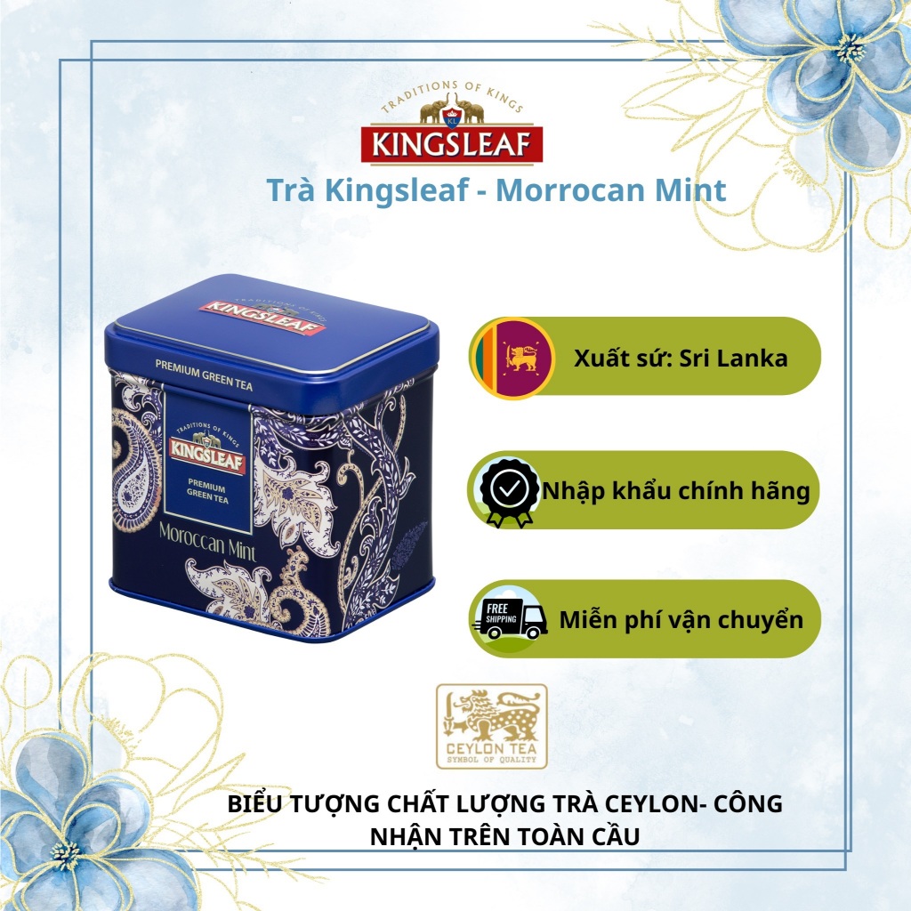 [NHẬP KHẨU ĐỘC QUYỀN] trà túi lọc, trà đen, Trà từ Srilanka, Qùa tặng trà- Kingsleaf Moroccan Mint