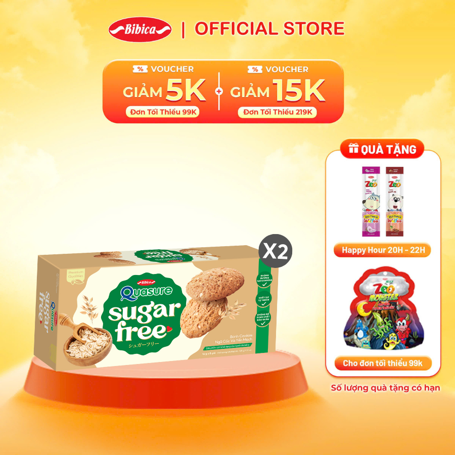 Combo 2 Hộp Bánh Ăn Kiêng Không Đường Quasure Sugar Free