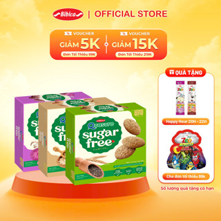 Combo Mix 3 Vị Bánh Ăn Kiêng Không Đường Quasure Sugar Free Bibica 240gr - Khoai Lang Tím; Yến Mạch; Ngũ Cốc Hạt Chia