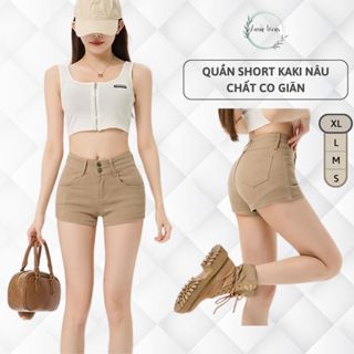  Quần short kaki nữ cạp cao chất co giãn quần đùi kaki nữ dáng ôm quyến rũ quần đùi jean nữ thời trang hàn quốc Q18 