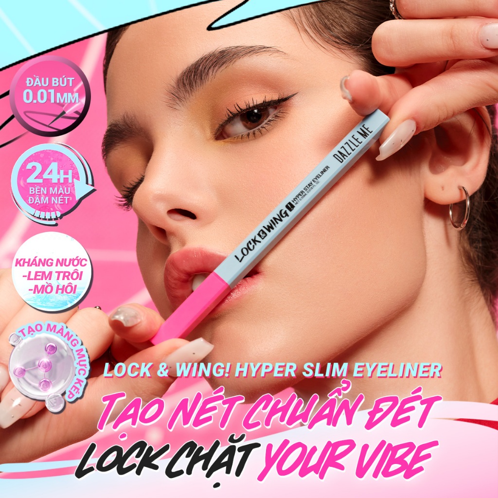 [VHL x DAZZLE ME] COMBO 02 Bút kẻ mắt siêu mảnh DAZZLE ME Lock & Wing Hyper Slim Eyeliner 0.55ml+0.5