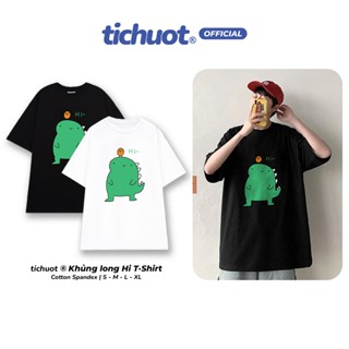 Áo thun unisex KHỦNG LONG HI, áo phông họa tiết nam nữ form rộng tay lỡ oversize - Tí Chuột Studio