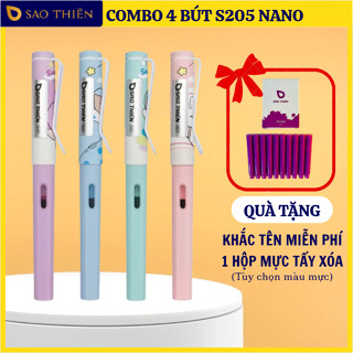  Combo 4 bút Sao Thiên S205 Nano Tặng 1 Hộp Mực Tẩy Xóa 10 ống + Khắc Tên Miễn Phí 