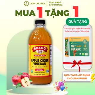 Giấm táo hữu cơ bragg hàng Mỹ chứa con giấm mẹ 473ml, 946ml