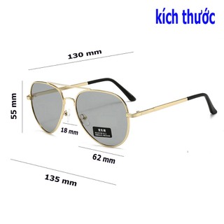 Kính mắt nam nữ đổi màu khi ra nắng tròng phân cực chống UV400,kính râm kiểu dán phi công