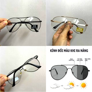 Kính mắt nam nữ đổi màu khi ra nắng tròng phân cực chống UV400,kính râm kiểu dán phi công