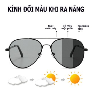 Kính mắt nam nữ đổi màu khi ra nắng tròng phân cực chống UV400,kính râm kiểu dán phi công