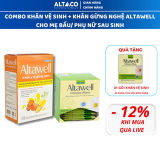 Combo Khăn Y Tế Gừng Nghệ, Khăn Vệ Sinh Vùng Kín Altawell Cho Mẹ Bầu Và Sau Sinh