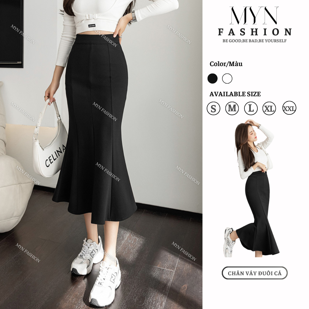  Chân Váy Đuôi Cá Dáng Dài Cạp Chun Ôm Body Big Size Vải Umi Hàn Cao Cấp Co Giãn 4 Chiều Hack Dáng  MYN 517  