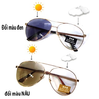 Kính mắt nam nữ đổi màu khi ra nắng tròng phân cực chống UV400,kính râm kiểu dán phi công