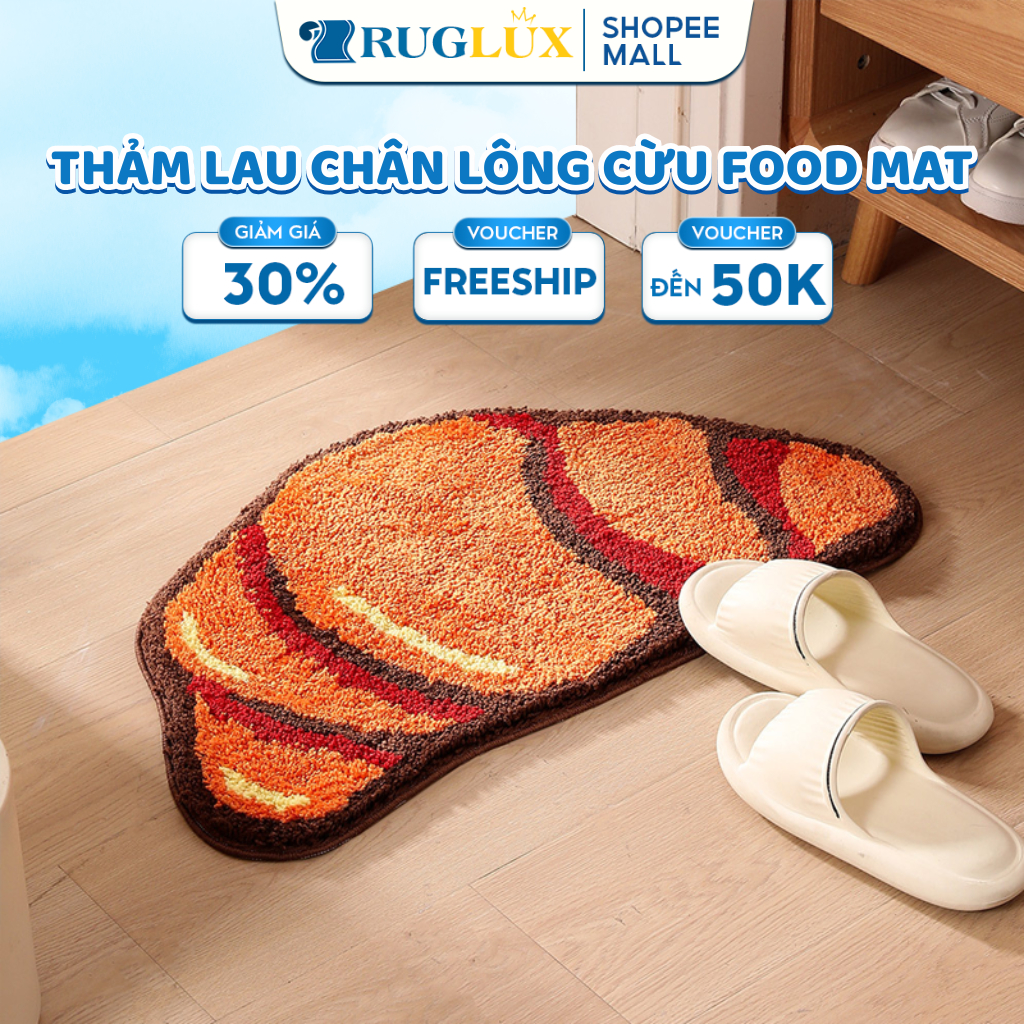 Thảm Chùi Chân Lông Cừu congtrangbedding, Thảm Lông Cừu Food Mat - Kích Thước 40cm x 60cm