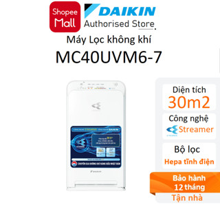 Máy lọc không khí Daikin MC40UVM6-7 Lọc 30m2 Plasma Streamer Lọc bụi mịn PM2.5 mùi - Hàng chính hãng