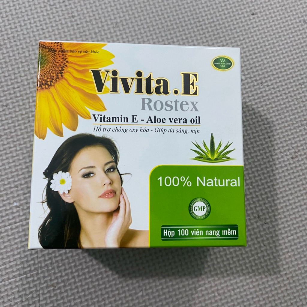 Viên uống đẹp da VITAMIN E400 Vàng VIVITA E Rostex Tinh chất lô hội - Giúp làm sáng da ,chống lão hó