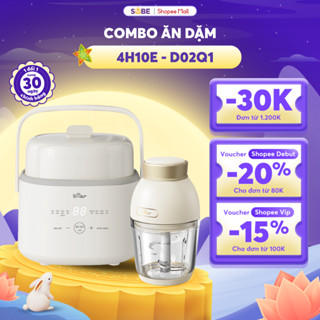 Combo Nồi Nấu Chậm Bear 1L 4H10E Chưng Yến Và Máy Xay Ăn Dặm 0,6L D02Q1 6 Lưỡi Dao Xay Nhuyễn Rau Củ Thịt Cá Cho Bé