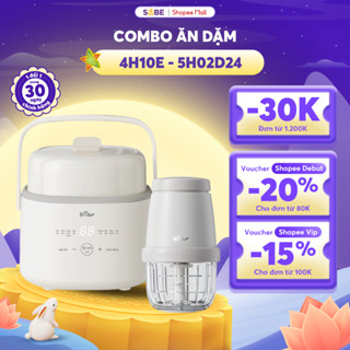 Combo Nồi Nấu Chậm Bear 1L 4H10E Và Máy Xay Đồ Ăn Dặm Cho Bé 0.3L 8 Lưỡi Bản Nâng Cấp 5H02D24