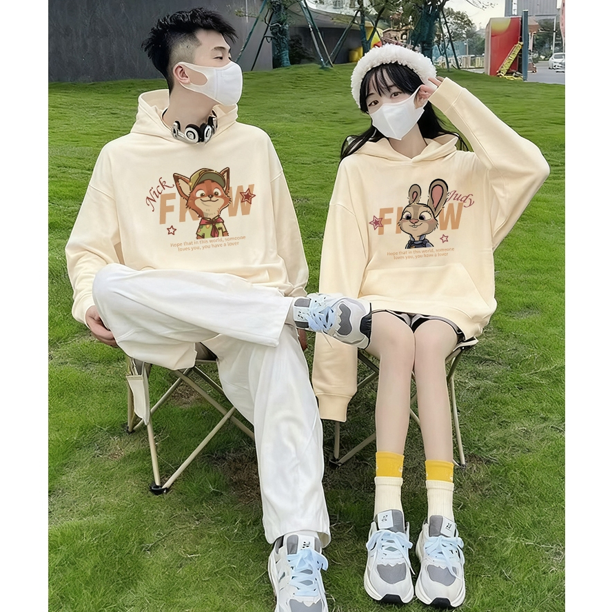 Áo cặp đôi HappyFamily  - Áo Hoodie cặp đôi mẫu Cáo và Thỏ - Nick Wilde và Judy Hopps
