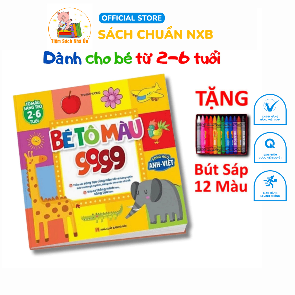 Sách Bé Tô Màu 9999 Song Ngữ Anh Việt Cho Bé Thảo Sức Sáng Tạo