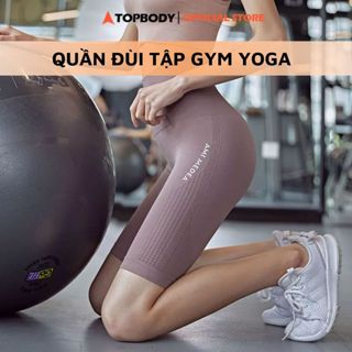 Quần Đùi Tập Gym Yoga TOPBODY, Quần Legging Nữ Cạp Cao, Quần Lửng Đùi Ngố Tập Aerobic Co Dãn 4 Chiều QUANL01