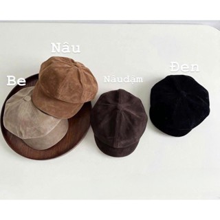  Mũ nồi cho bé trai bé gái -  Mũ nón beret Nhung Mịn nhiều màu vintage có dây rút cho bé phối đồ nhiều phong cách MN3009 