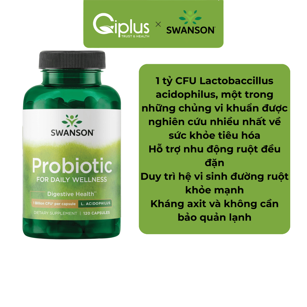 Swanson Probiotic for Daily Wellness 1 tỷ lợi khuẩn 120 viên