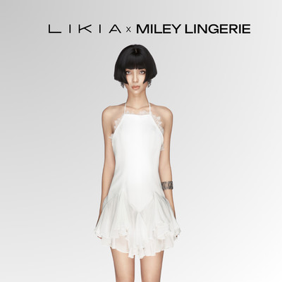 Đầm Mini Trắng Lụa Phối Ren-Glam Gang Dress,LIKIA x Miley Lingerie