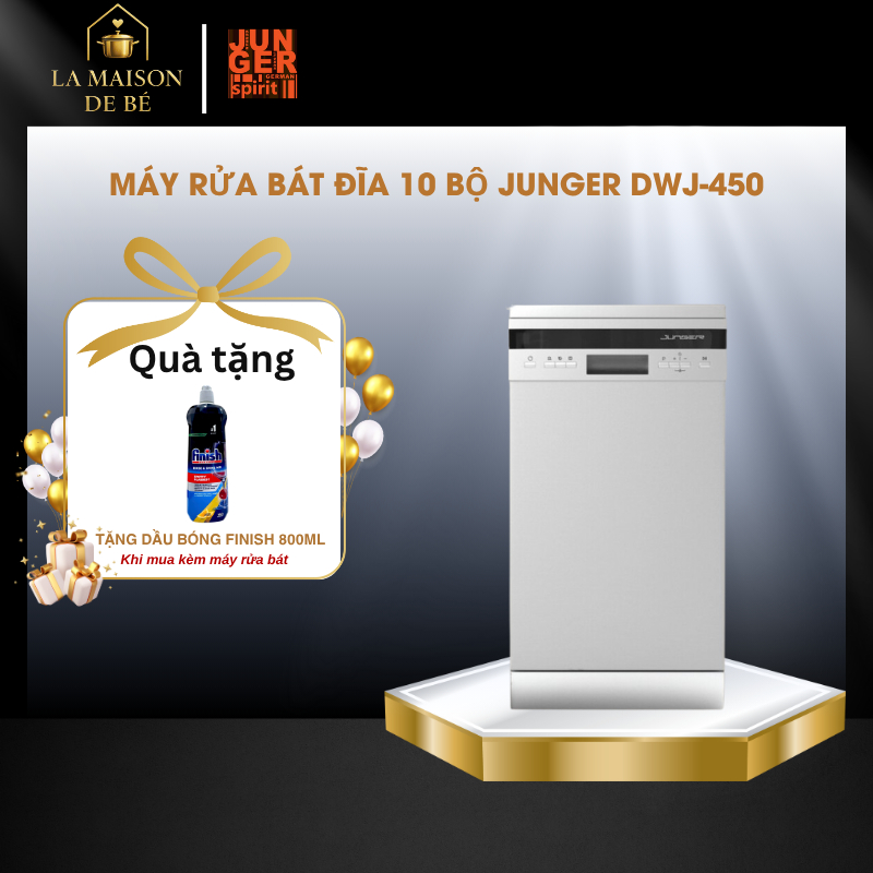 Máy Rửa Bát Đĩa Junger DWJ-450 - Dung Tích 10 Bộ - Tích Hợp 3 Chức Năng Chuyên Sâu - LMS