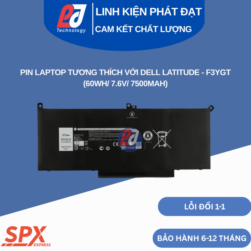 Pin F3YGT – Pin Laptop Dell Latitude 12 7280, 7290 / Latitude 13 7380, 7390 / Latitude 14 7480, 7490
