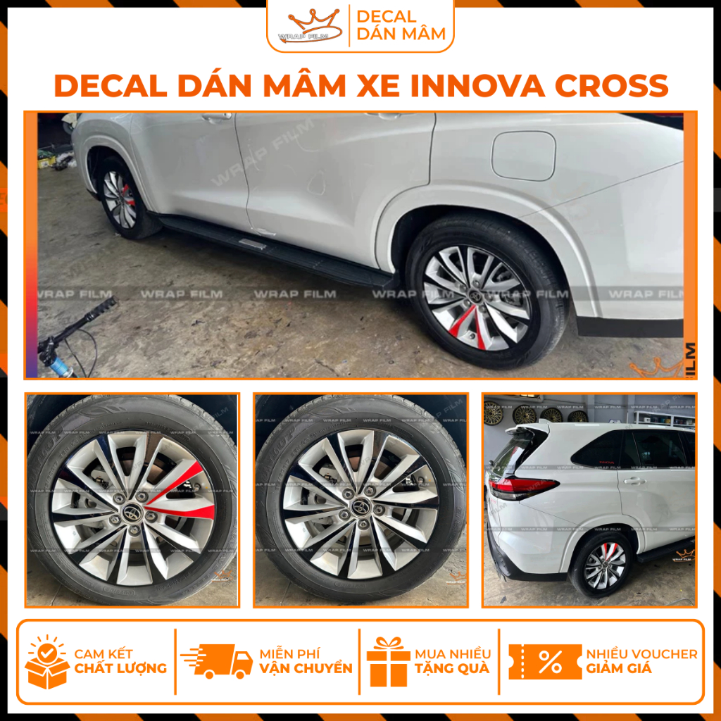 Decal dán mâm Toyota INNOVA Cross (bộ 5 bánh) - Decal dán mâm cao cấp không thấm nước không phai màu