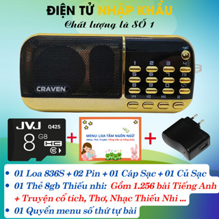 Loa Đài Craven 836s Nghe Thẻ Nhớ, USB, FM, Máy Nghe Nhạc Mini Tắm Ngôn Ngữ Caraven, Pin Siêu Trâu - Bảo hành 6 Tháng