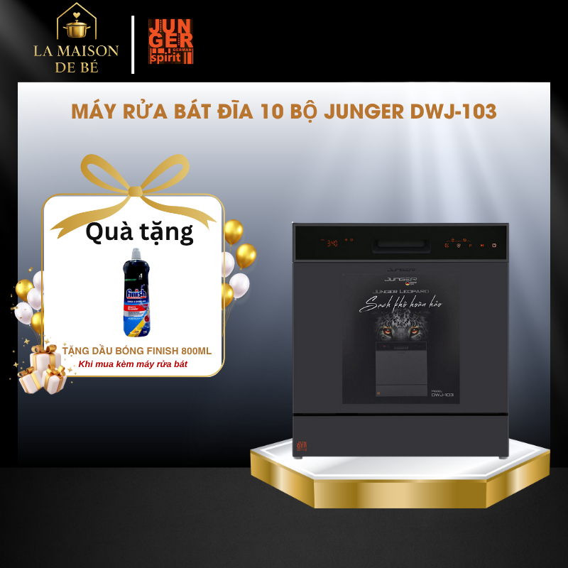 Máy Rửa Bát Junger Leopard DWJ-103 - Dung Tích 12–13 Bộ - Khử Mùi Gió Tươi Đối Lưu Fresh Air - LMS