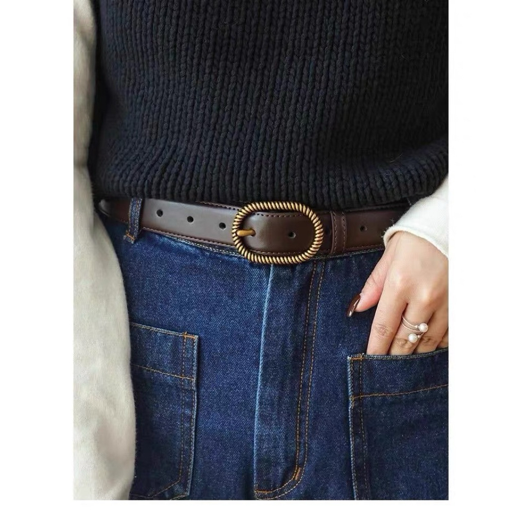 Thắt lưng nữ vintage da thật bản 3cm La.an studio